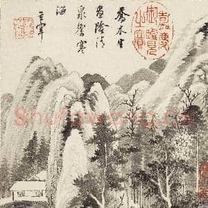 明董其昌山水 册 乔木清泉|4幅|50.43 MB|高清下载