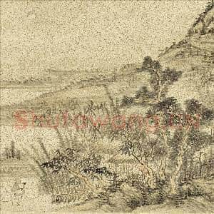 明李流芳画唐人诗意 册 钱起山斋独坐喜元上人夕至诗|3幅|34.06 MB|高清下载