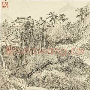 清王翚仿宋元山水 册 仿王蒙秋山萧寺|4幅|46.48 MB|高清下载