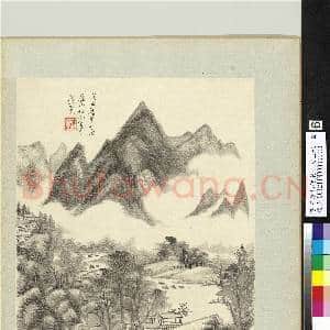 清王原祁仿宋元人山水 册 雨中村落|1幅|10.71 MB|高清下载