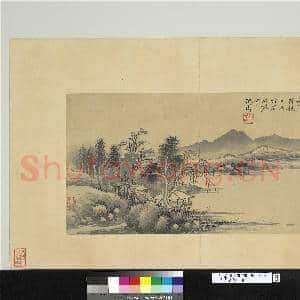 历代名绘 册  明沈周文阁独眺|1幅|8.95 MB|高清下载
