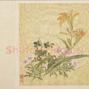 清马元驭花卉 册 萱花石竹枸杞|3幅|32.64 MB|高清下载