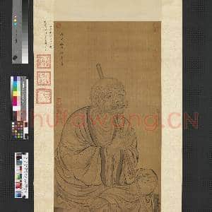 明吴彬画罗汉 (第八嘎纳嘎拔哈喇缀杂尊者)轴|1幅|8.16 MB|高清下载