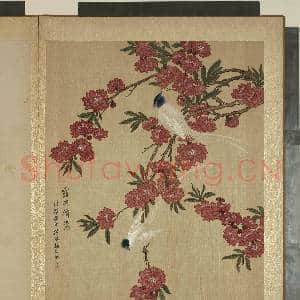清马元驭画花卉 册 碧桃寿带|1幅|12.14 MB|高清下载