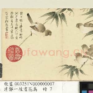 清邹一桂画花鸟 册 竹雀|1幅|9.27 MB|高清下载