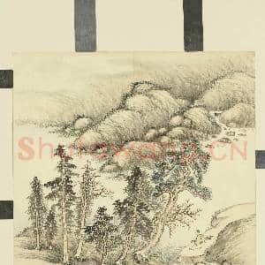 清胡桂秋宇澄空.册.抚琴听泉故画|1幅|9.02 MB|高清下载