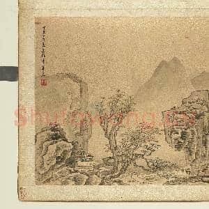 国初人山水集绘.册.清陆度双崖深涧故画|1幅|12.36 MB|高清下载