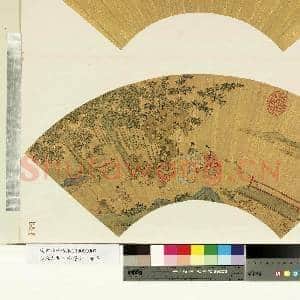 山水人物泥金箑面.册.无款对奕赏茶故画|1幅|10.55 MB|高清下载