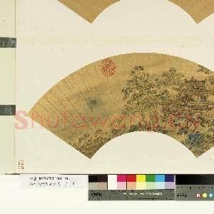 山水人物泥金箑面.册.无款冯栏赏月故画|1幅|9.5 MB|高清下载