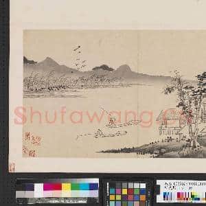 明沈周山水.册.双舟垂钓故画|1幅|7.86 MB|高清下载