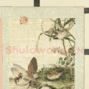 清屈兆麟仿郎世宁花卉.册.麻雀稷穗故画|1幅|13.03 MB|高清下载