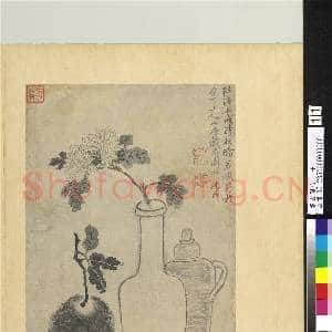 集古图绘.册.明沈周瓶菊故画|1幅|13.07 MB|高清下载
