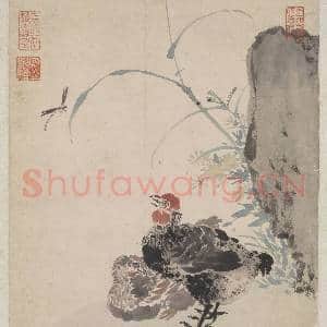 明陆治双鸡图.轴故画|2幅|16.45 MB|高清下载