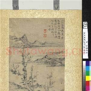 集古名绘.册.元倪瓒溪亭古木故画|1幅|11.26 MB|高清下载