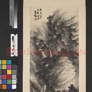 民国萧愻雨窗飞瀑图 轴|1幅|11.42 MB|高清下载