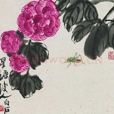 近现代齐白石国画《花卉蝈蝈图.TIF》高清大图资源下载
