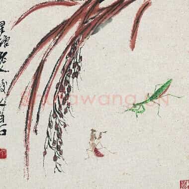 近现代 齐白石国画 蚱蜢螳螂图 超高清图片网盘下载