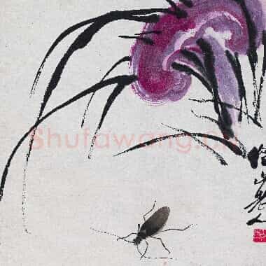 近现代齐白石国画《灵芝、草和天牛.TIF》高清大图资源下载