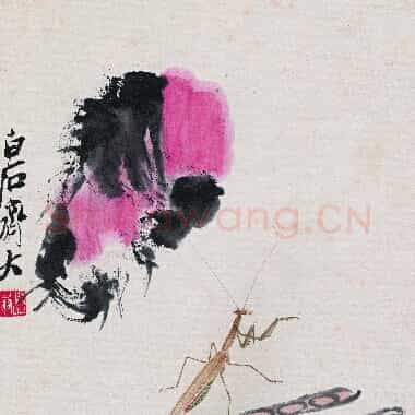 近现代齐白石国画《豇豆螳螂.TIF》高清大图资源下载