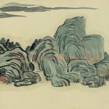 近现代齐白石国画山水作品《借山图册-08.TIF》高清大图资源下载