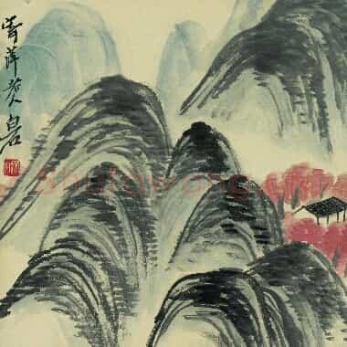 近现代齐白石国画山水作品《借山图册-12.TIF》高清大图资源下载