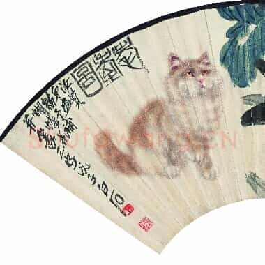 近现代齐白石国画花鸟扇面作品《曹克家 耄耋图扇-01.TIF》高清大图资源下载