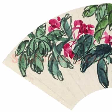 近现代齐白石国画花鸟扇面作品《花繁叶盛扇.TIF》高清大图资源下载