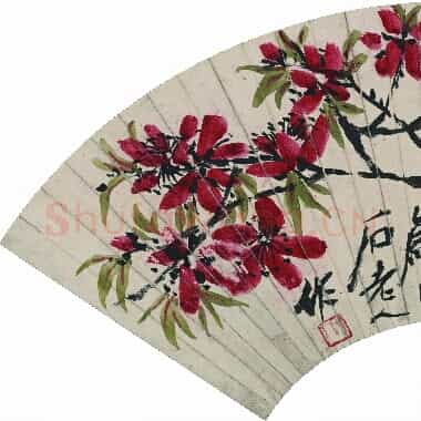 近现代 齐白石国画花鸟扇面作品 折枝花卉扇面-04 超高清图片网盘下载