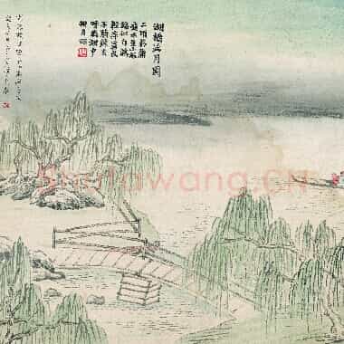 近现代 齐白石国画山水作品 湖桥泛月图 超高清图片网盘下载