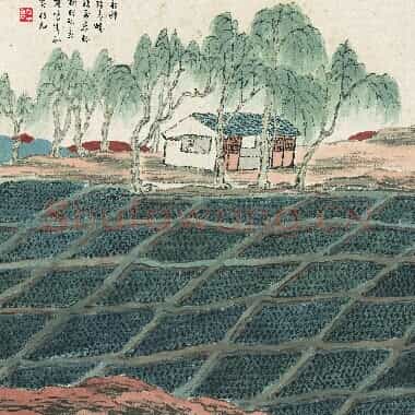 近现代齐白石国画山水作品《老屋听鹂图.TIF》高清大图资源下载