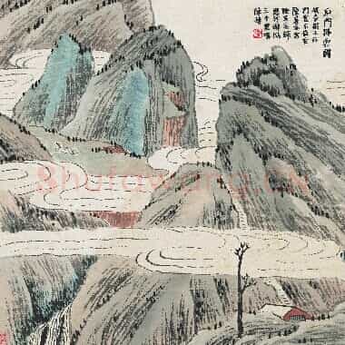 近现代齐白石国画山水作品《石门卧云图.TIF》高清大图资源下载