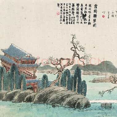 近现代齐白石国画山水作品《霞绮横琴图.TIF》高清大图资源下载