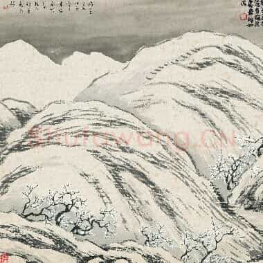 近现代 齐白石国画山水作品 雪峰梅梦图 超高清图片网盘下载