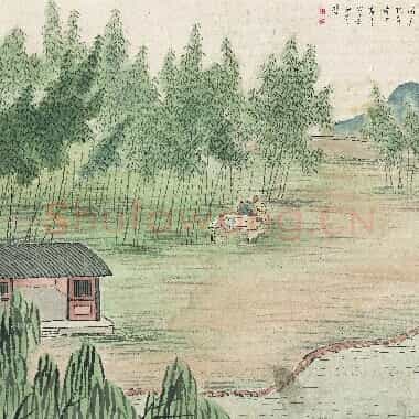 近现代 齐白石国画山水作品 竹院围棋图 超高清图片网盘下载