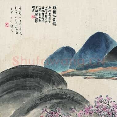 近现代齐白石国画山水作品《棣楼吹笛图.TIF》高清大图资源下载