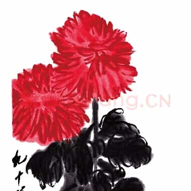 近现代齐白石国画《墨菊.TIF》高清大图资源下载