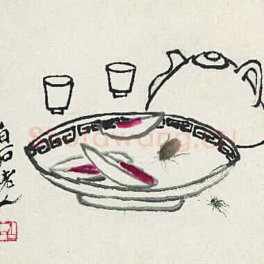 近现代齐白石国画《残席诱虫图.TIF》高清大图资源下载