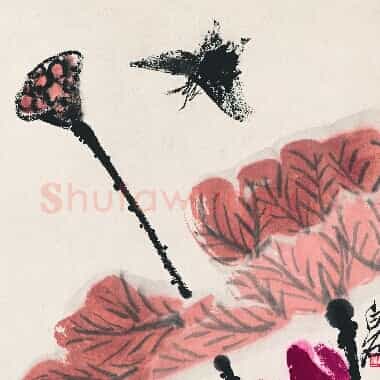 近现代齐白石国画《荷塘墨蝶图.TIF》高清大图资源下载