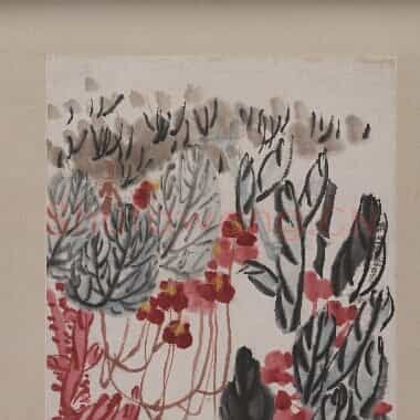 近现代齐白石国画《红花绿叶蝴蝶图-02.TIF》高清大图资源下载