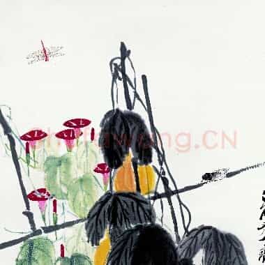 近现代齐白石国画《葫芦牵牛花图.TIF》高清大图资源下载