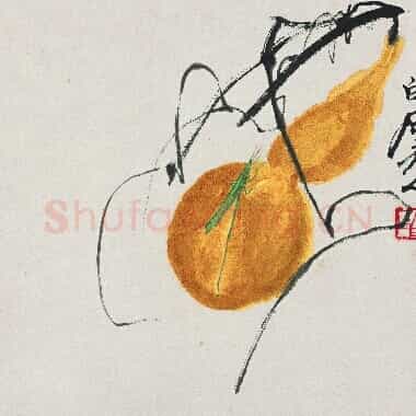 近现代 齐白石国画 葫芦螳螂图 超高清图片网盘下载