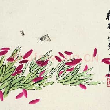 近现代齐白石国画《花卉飞蛾图.TIF》高清大图资源下载