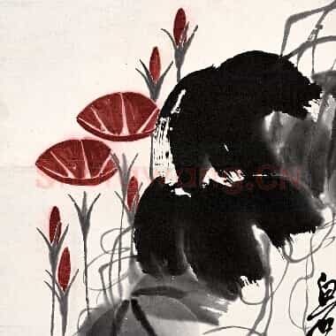 近现代齐白石国画《蚂蚱牵牛花.TIF》高清大图资源下载