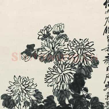 近现代 齐白石国画 墨菊螃蟹图 超高清图片网盘下载