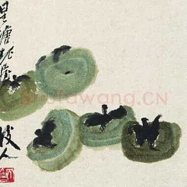 近现代齐白石国画《青柿图.TIF》高清大图资源下载