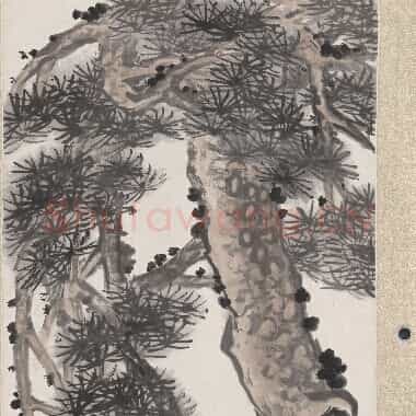 近现代齐白石国画《素花松石.TIF》高清大图资源下载