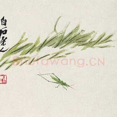 近现代 齐白石国画 小草箭头蝗图 超高清图片网盘下载