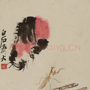 近现代齐白石国画《豇豆螳螂.TIF》高清大图资源下载
