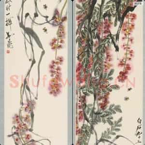 近现代 齐璜 紫藤镜心