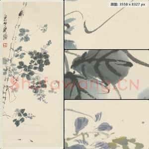 近现代 齐璜 花卉工虫图轴